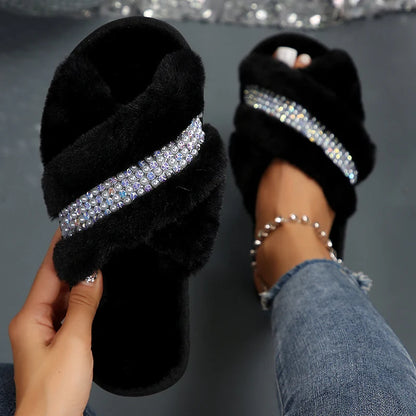 Pearl & Crystal Plush Slippers