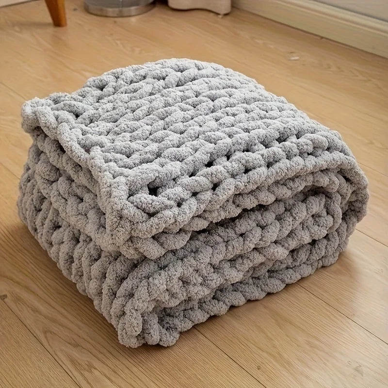 Cozy Chunky Hand Knit Blanket