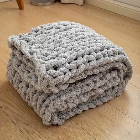 Cozy Chunky Hand Knit Blanket