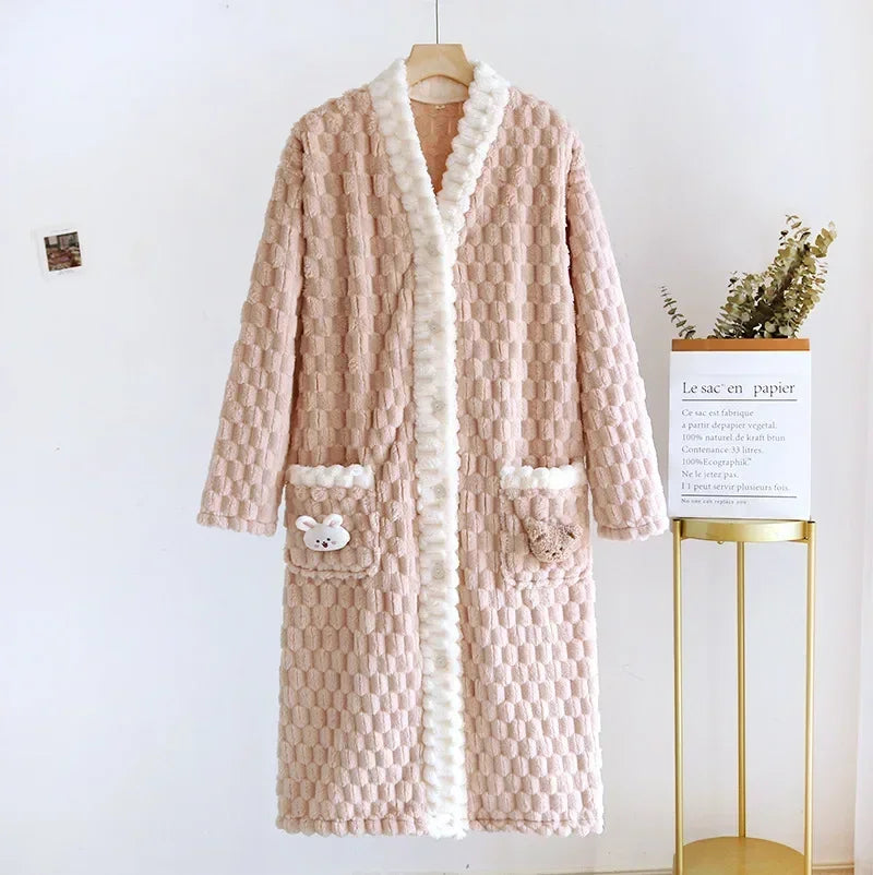 Bubble Cloud Cotton Plush Flannel Robe