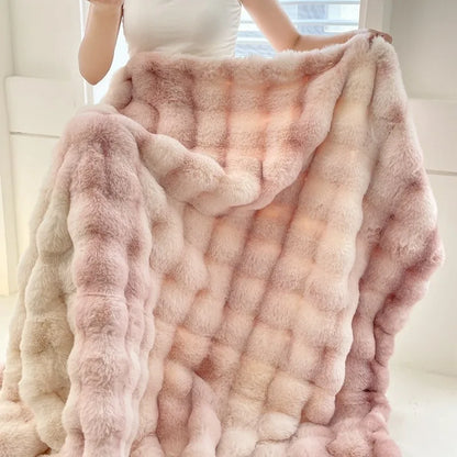Luxury Ultra Soft Cozy Thickened Rabbit Fur Plush Blanket