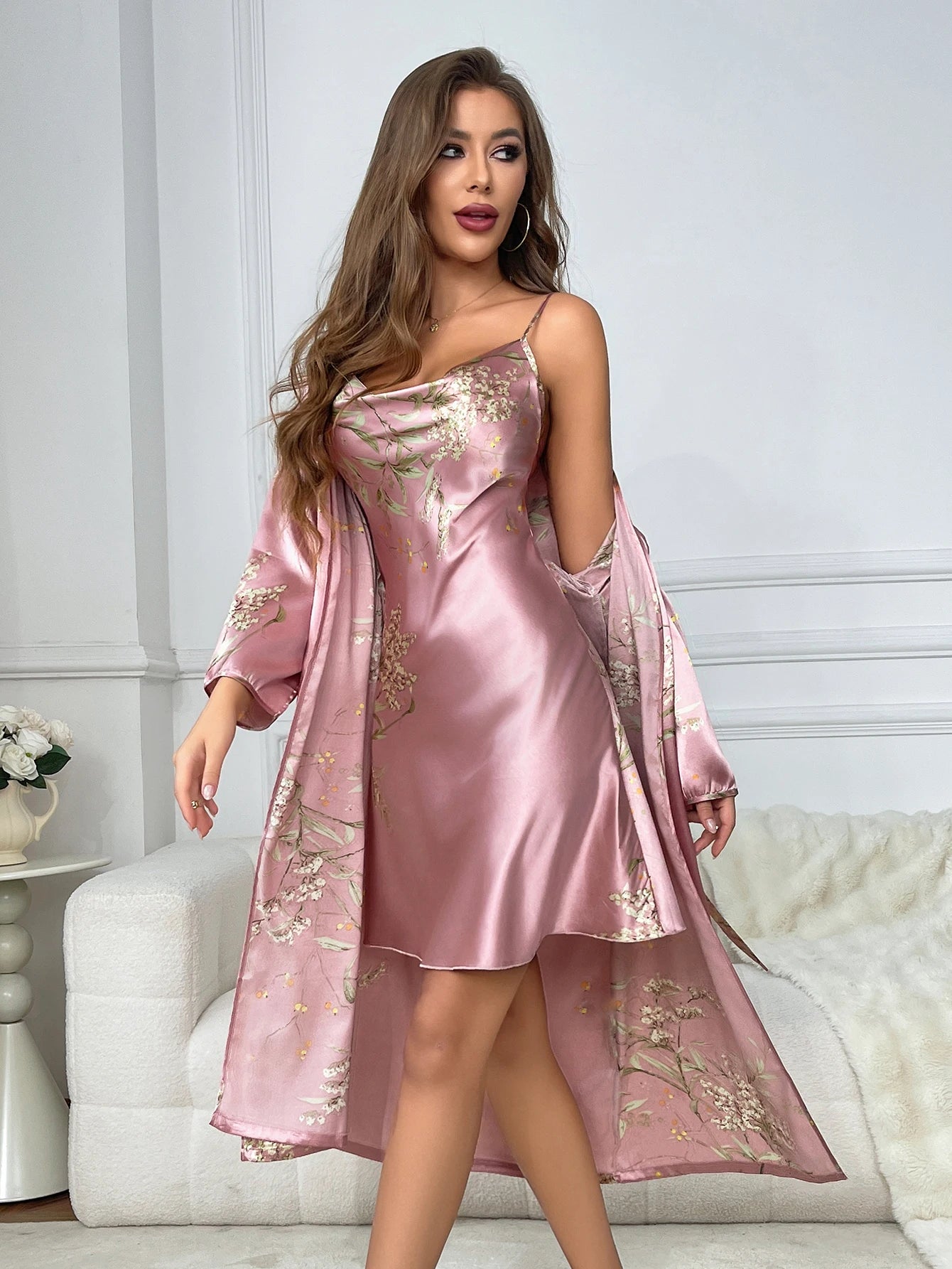 Luxe 2 piece Night Robe Slip Dress