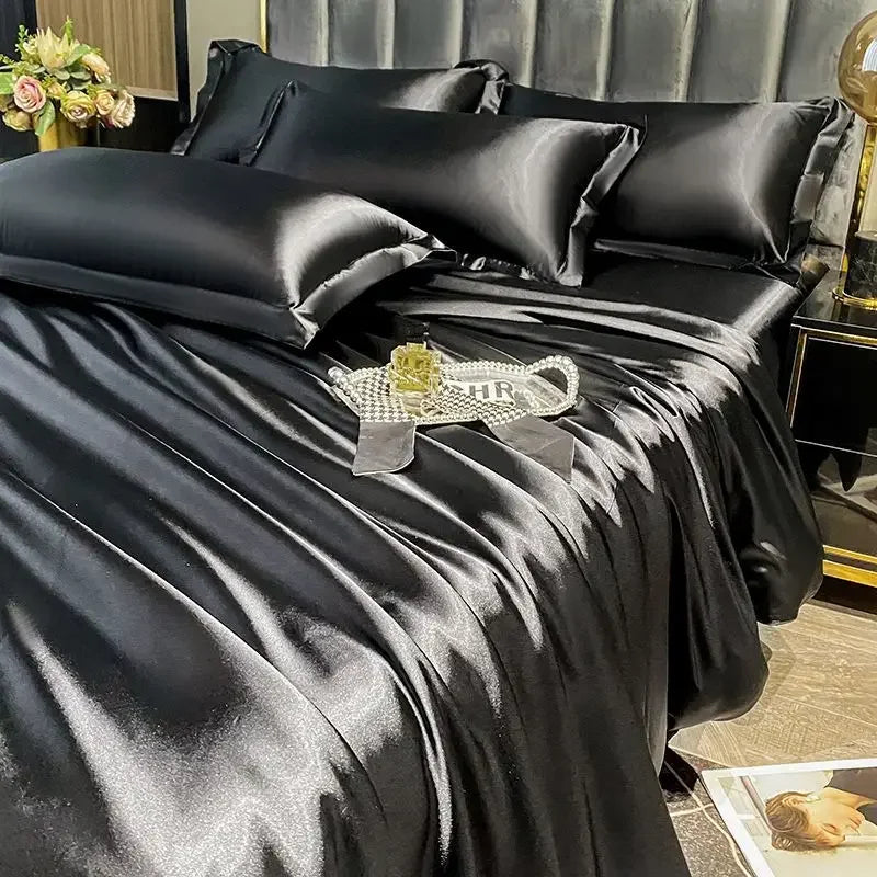 Luxury Silk 4-Piece Bedding Set – Sheet, Duvet Cover & 2 Pillowcases