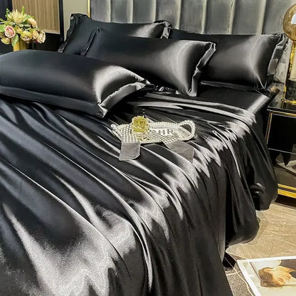 Luxury Silk 4-Piece Bedding Set – Sheet, Duvet Cover & 2 Pillowcases
