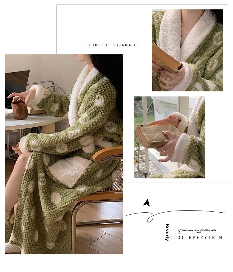 Long Plush Bathrobe – Cozy Fleece Winter Robe