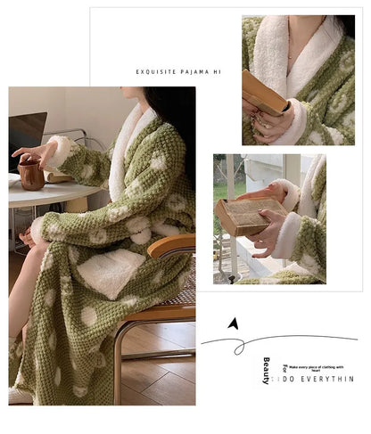 Long Plush Bathrobe – Cozy Fleece Winter Robe