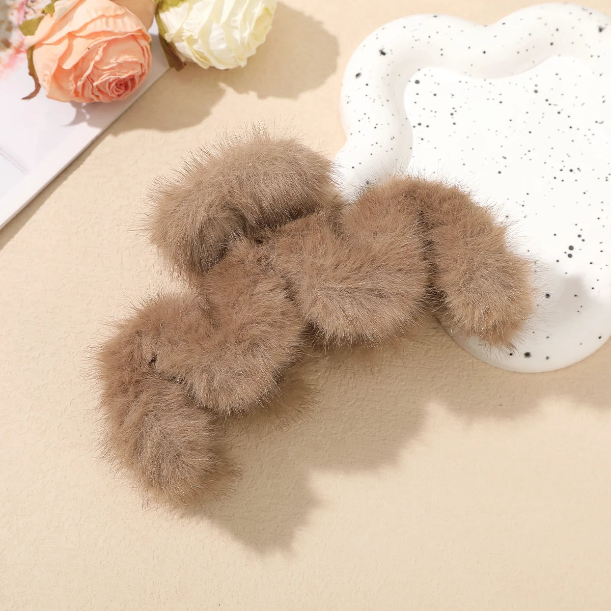 Large Plush Hair Claw Clip
