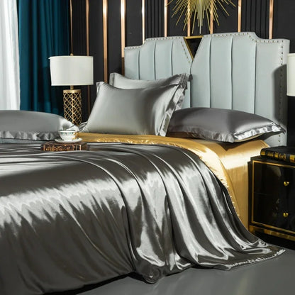 Luxury Silk 4-Piece Bedding Set – Sheet, Duvet Cover & 2 Pillowcases