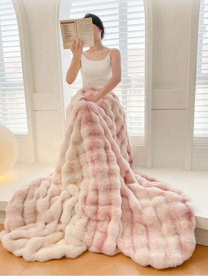 Luxury Ultra Soft Cozy Thickened Rabbit Fur Plush Blanket