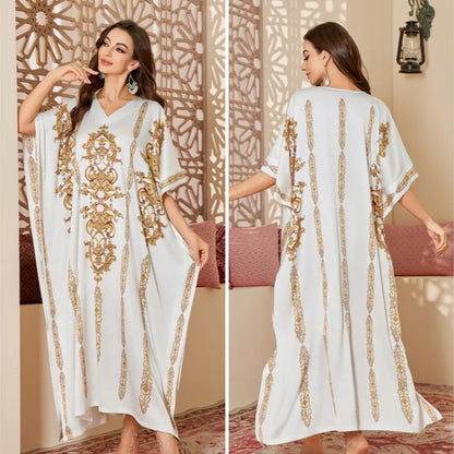 Elegant Middle Eastern–Style Flowy Night Gown