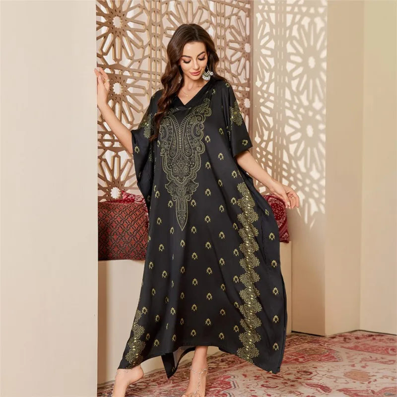 Elegant Middle Eastern–Style Flowy Night Gown