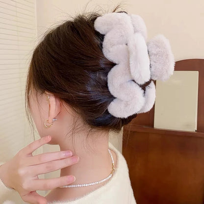Large Plush Hair Claw Clip