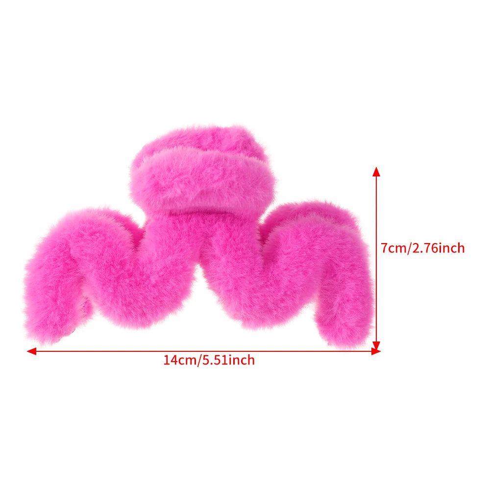 Large Plush Hair Claw Clip