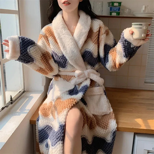 Long Plush Bathrobe – Cozy Fleece Winter Robe
