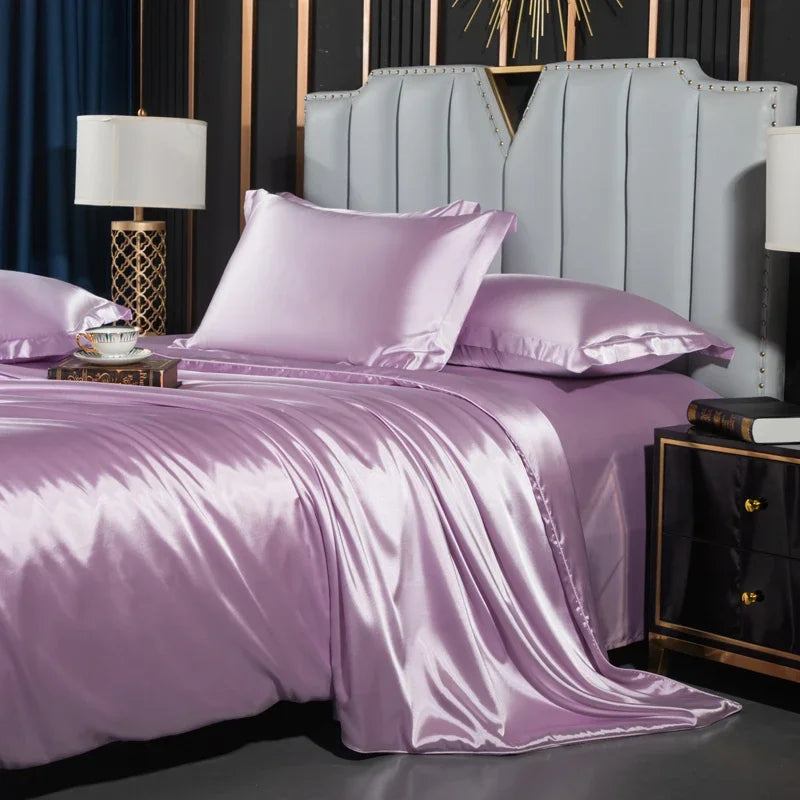 Luxury Silk 4-Piece Bedding Set – Sheet, Duvet Cover & 2 Pillowcases