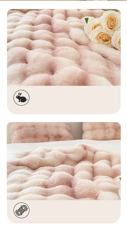 Luxury Ultra Soft Cozy Thickened Rabbit Fur Plush Blanket