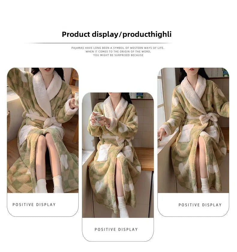 Long Plush Bathrobe – Cozy Fleece Winter Robe