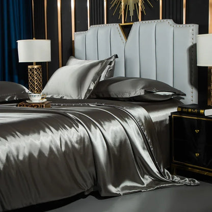 Luxury Silk 4-Piece Bedding Set – Sheet, Duvet Cover & 2 Pillowcases