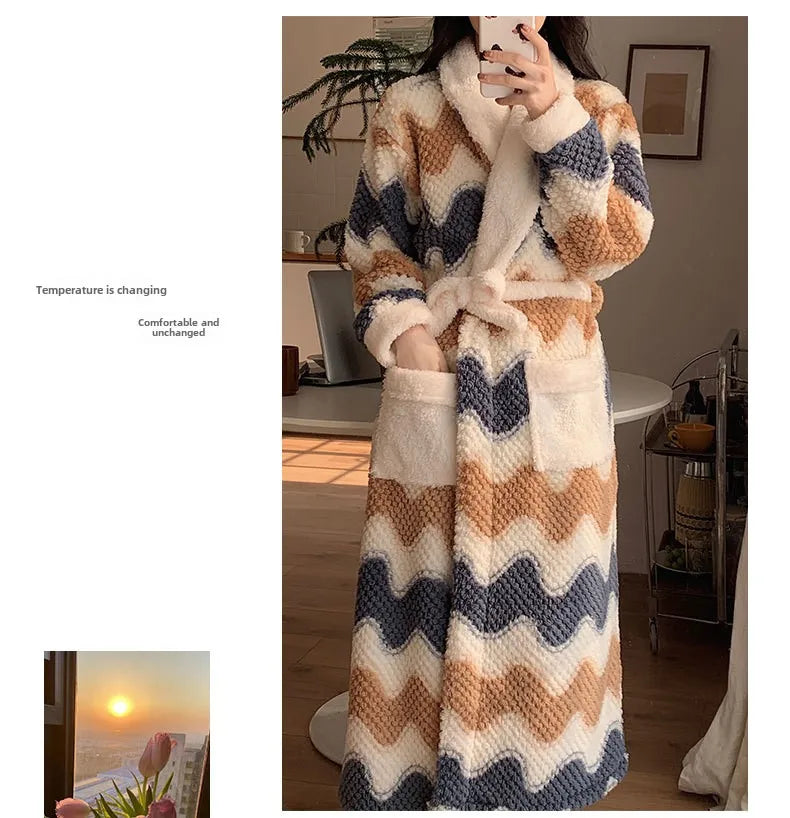 Long Plush Bathrobe – Cozy Fleece Winter Robe