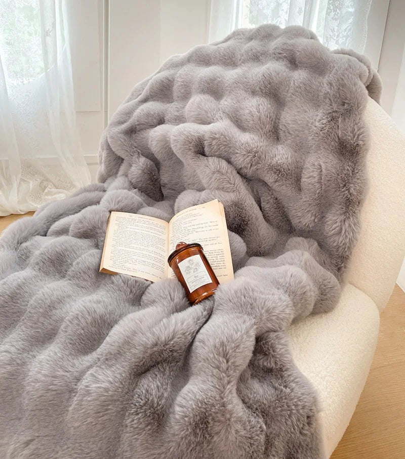 Luxury Ultra Soft Cozy Thickened Rabbit Fur Plush Blanket