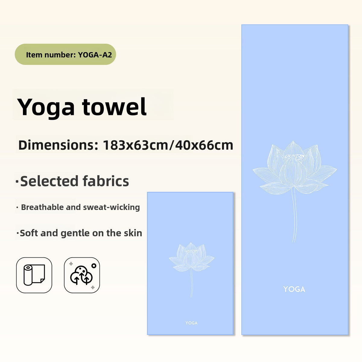 Yoga Towel Non-Slip Quick-Dry Machine Washable Fitness Mat Cover Sports Towel