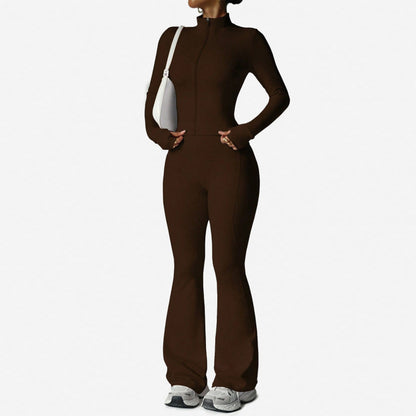 Women's Long Sleeve Yoga Set with Flared Pants