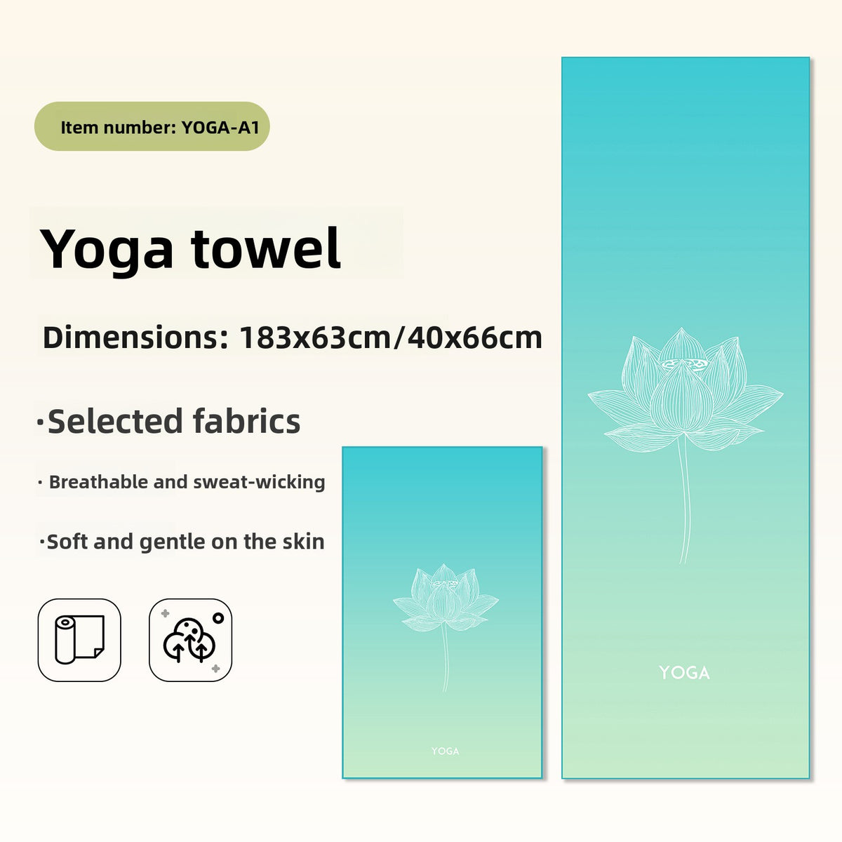 Yoga Towel Non-Slip Quick-Dry Machine Washable Fitness Mat Cover Sports Towel