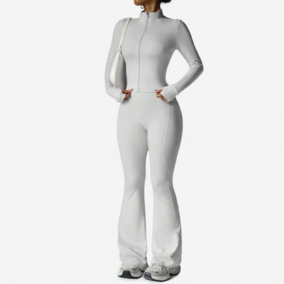 Women's Long Sleeve Yoga Set with Flared Pants